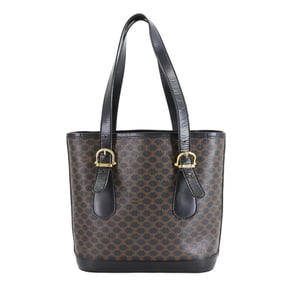 Celine Macadam Tote Bag in Black, Brown, PVC, Leather, and Gold Hardware