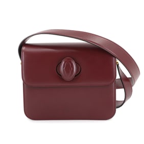 Cartier Must Line Shoulder Bag in Bordeaux Leather with Gold Hardware