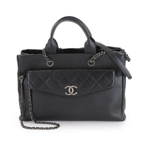 CHANEL Coco Break Matelasse Large 2-Way Tote Chain Shoulder Bag in Caviar Leather (Black, Navy,