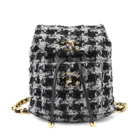 CHANEL Coco Mark Chain Backpack in Tweed, Leather, and Black/Gray