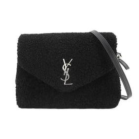 Saint Laurent shoulder bag in black shearling leather with silver hardware (531648).