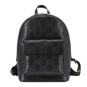 Gucci GG Embossed Backpack, Black Leather with Silver Hardware, 658579