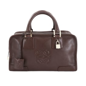 LOEWE Amazona 28 handbag in brown leather with silver hardware.