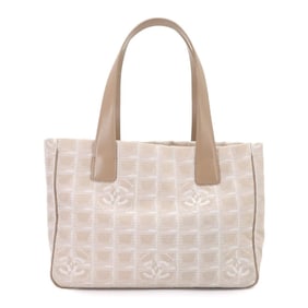 CHANEL New Travel Line Tote PM Bag, Nylon Jacquard and Leather, Beige, A20457