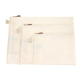 Hermes Hermès Borabora Pouch, Cotton Canvas, Ivory, 3-Piece Set