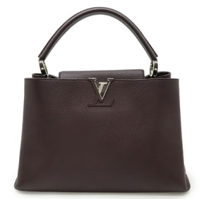 LOUIS VUITTON Parnassus Capucines MM Handbag in Taurillon Leather, Ketch Burgundy, M48869