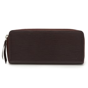 LOUIS VUITTON Epi Leather Portefeuille Clemence Round Long Wallet in Plume Burgundy, M64307