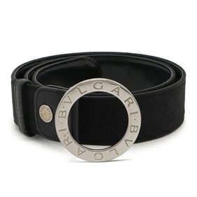 BVLGARI Bvlgari Mania Belt, Round Buckle, Black Canvas, Size 105/42, Actual 84cm, Pre-cut, 22368