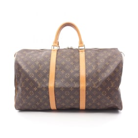 Louis Vuitton Keepall 50 Boston Bag, Coated Canvas and Leather, Monogram, Brown, Men's Women's,