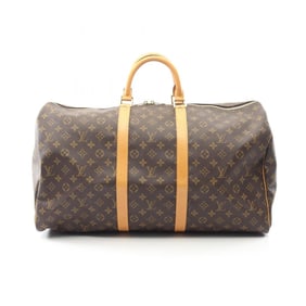 Louis Vuitton Keepall 55 Boston Bag, Coated Canvas and Leather, Monogram, Brown, Men's Women's,
