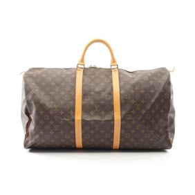 Louis Vuitton Keepall 60 Boston Bag, Coated Canvas and Leather, Monogram, Brown, Men's Women's,