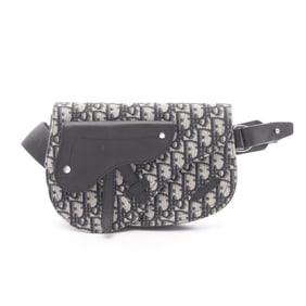 Christian Dior Dior Saddle Bag, Oblique Jacquard Waist Canvas and Leather, Men's, Navy Beige