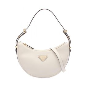 Prada Arke Soft Calf Leather Handbag, Women's, White, 1BC194