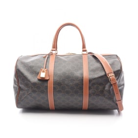 Celine Triomphe Large Boston Bag, Coated Canvas and Leather, Men's Women's, Black Brown