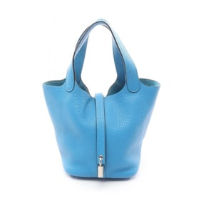 Hermes Hermès Picotin Lock PM handbag in Taurillon Clemence leather, blue.