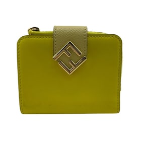 FENDI 8M0490 FF Diamond Bifold Wallet Yellow Women's