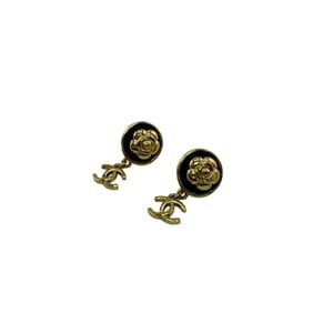 CHANEL I22 Coco Mark Camellia Earrings Gold Women's