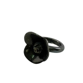CHANEL Flower Motif Camellia 01A Coco Mark Ring, Black, Women's