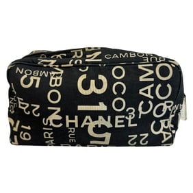 CHANEL Bi-Cea Line Pouch Black Women's