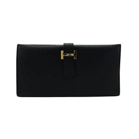 HERMES Bearn Classic Bifold Long Wallet, Black, Unisex, Z0014631