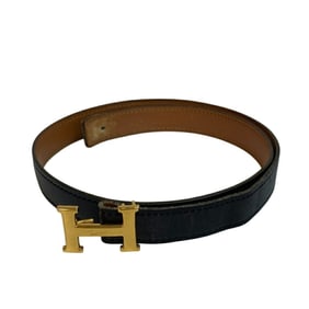 HERMES Mini Constance H Belt, Black, Women's, Z0014725