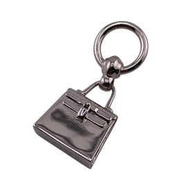HERMES Mini Kelly Twilly Ring, Bag Motif Scarf Silver, Women's