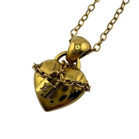 LOUIS VUITTON M68926 Valentine's Day Pendant Love Lock Heart Necklace Chain Gold Women's