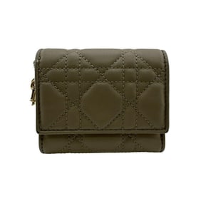 Christian Dior Dior Lady Cannage Bifold Wallet Brown Women's