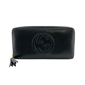 GUCCI 282413 Soho Round Zip Wallet, Black, Women's