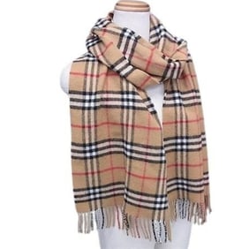 BURBERRY Nova Check Brown Wool Scarf for Men and Women