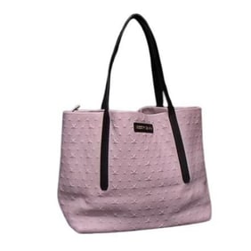 JIMMY CHOO Pimlico Tote Bag in Purple and Black Leather with Embossed Star Studs
