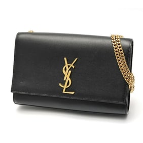 Saint Laurent Kate Medium Chain Shoulder Bag 364021 Grain de Poudre Leather Black S-159751