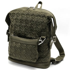 Bottega Veneta Webbing Intrecciato Backpack Rucksack 658972 Nylon Khaki S-159664
