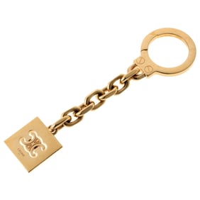Celine Triomphe Charm Key Ring Metal Gold S-159505
