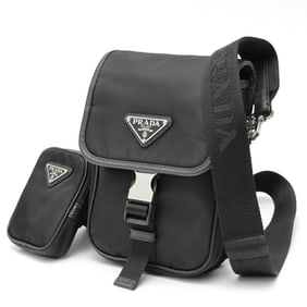 Prada Re-Nylon x Saffiano Leather Mini Shoulder Phone Holder 2VD043 Nylon Black (Nero) S-159666