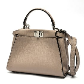 FENDI Peekaboo Small Selleria Bag 8BN244N8KF04YB Dove Gray (Greige) E-159649