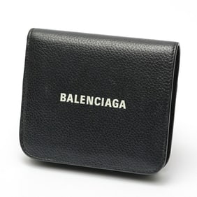 Balenciaga Cash Mini Wallet Bifold 594216 Kataoshi Leather Black E-159399