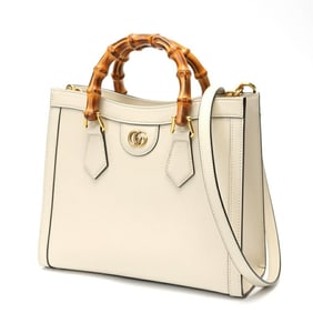 Gucci Diana Small Tote Bag 660195 Leather Bamboo White S-159748