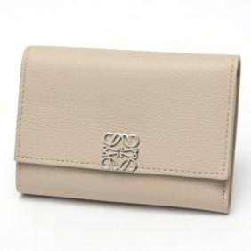 LOEWE Anagram Vertical Wallet Small Trifold C821S33X07 Pebble Grain Calfskin Light Ghost S-159568