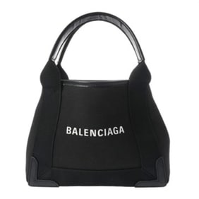 BALENCIAGA Navy Cabas XS Black 390346 Women's Canvas and Leather Handbag, AB Grade, Pre-owned, Ginzo