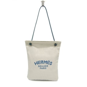 Hermes Sac Aline GM Women's Toile Chevron,Leather Shoulder Bag Blue Jean,Off-white