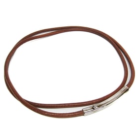 Hermes Women,Men Leather Chain Belt Brown,Silver