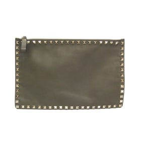 Valentino Garavani Lockstuds JW2P0269BOL Women,Men Leather Clutch Bag,Pouch Khaki