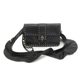 Valentino Garavani Lockstuds Shoulder Pouch Women's Leather Studded Chain/Shoulder Wallet Black