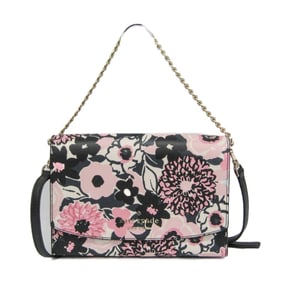 Kate Spade Carson Dahlia Floral Printed K8111 Women's PVC Handbag,Shoulder Bag Black,Pink