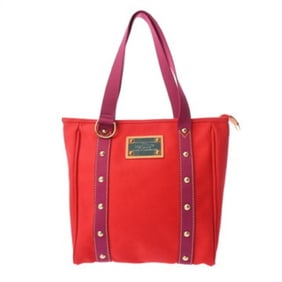 LOUIS VUITTON Antigua Cabas MM Red M40034 Women's Cotton Canvas Handbag, A Rank, Pre-owned, Ginzo