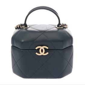 CHANEL Matelasse Small Vanity Bag, Navy, AS2630, Women's Calfskin, Pre-owned, Condition: AB, Ginzo