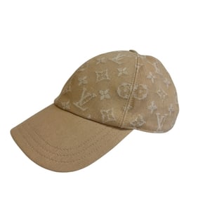 LOUIS VUITTON M7582M Monogram Denim Cap, Beige, Women's