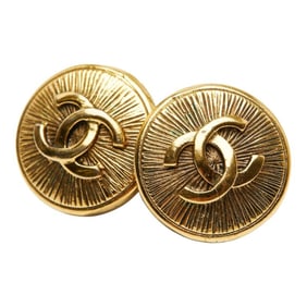 Chanel Coco Mark Round Earrings, Gold Plated, Women's, CHANEL