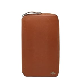 Cartier Logo Long Wallet Travel Case Organizer Brown Leather Women's